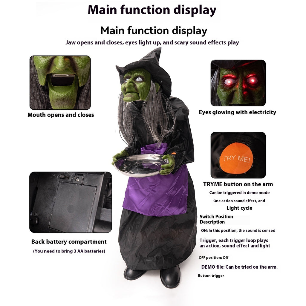 Halloween End Plate Witch Electric Voice-activated Induction Decoration Ornaments